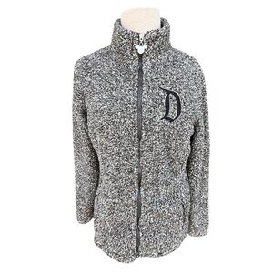 Disneyland Resort Plush Fleece Zip Front Jacket Gray Embroidered Mickey Size XS